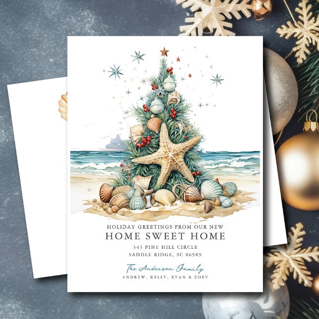 Tropical Christmas Moving Announcement  Postcard (Creator Uploaded)