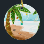 Tropical Christmas Ornament<br><div class="desc">Christmas palm tree and beach scene. Blank on one side for you to add anything you would like.</div>