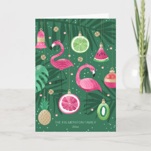 Tropical Christmas Ornaments Custom Photo Folded Card