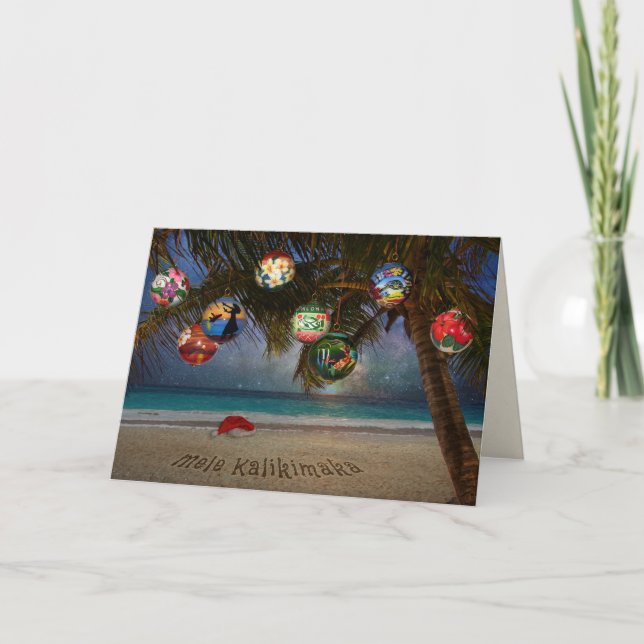 Tropical Christmas Ornaments Holiday Card (Front)
