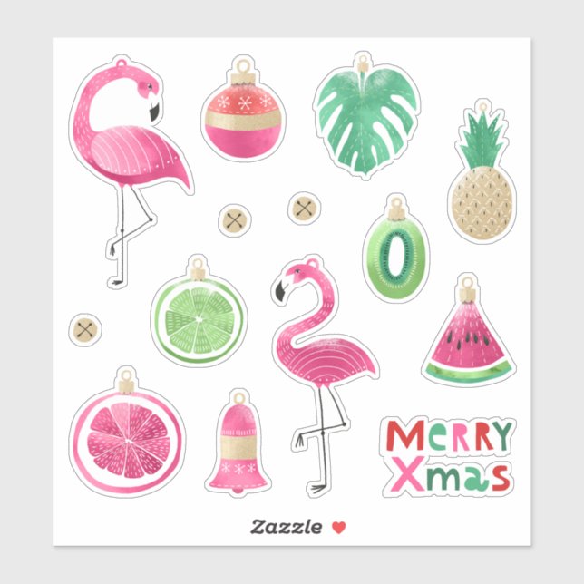 Tropical Christmas Ornaments Sticker Pack (Sheet)