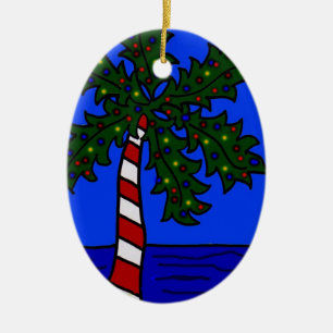 Tropical Christmas Palm Ceramic Ornament