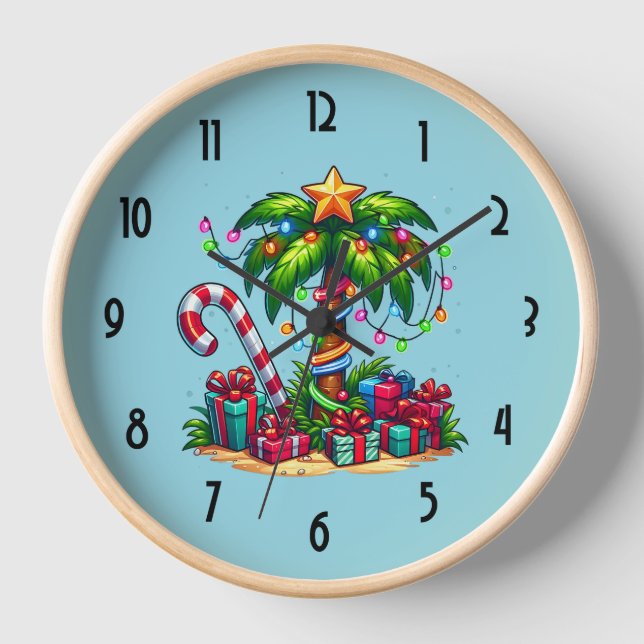Tropical Christmas Palm Tree Clock (Front)