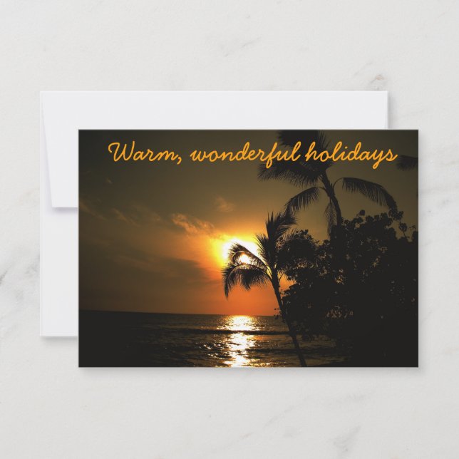 Tropical Christmas Palm Tree Greeting Cards (Front)