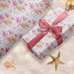 Tropical Christmas Palm Tree Pattern Wrapping Paper
