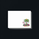 Tropical Christmas Palm Tree Post-it Notes<br><div class="desc">Sticky notes with a seasonal holiday image. A tropical palm tree decorated in festive lights with a star on top. A giant red and white candy cane sticking out of the sand. Christmas presents under the tree. Whimsical and fun.</div>