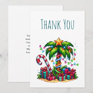 Tropical Christmas Palm Tree Thank You Card