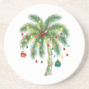 Tropical Christmas Palm Tree with Lights and Ornam Coaster