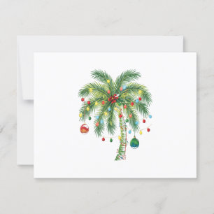 Tropical Christmas Palm Tree with Lights and Ornam RSVP Card