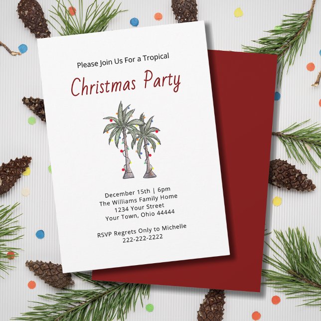 Tropical Christmas Palm Trees Beach Holiday Party  Invitation (Creator Uploaded)