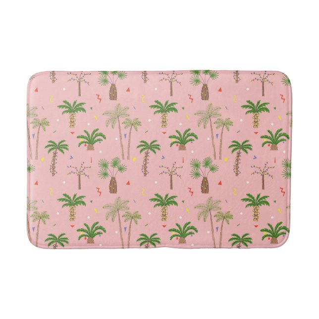 Tropical Christmas Palm Trees Pattern Bath Mat (Front)