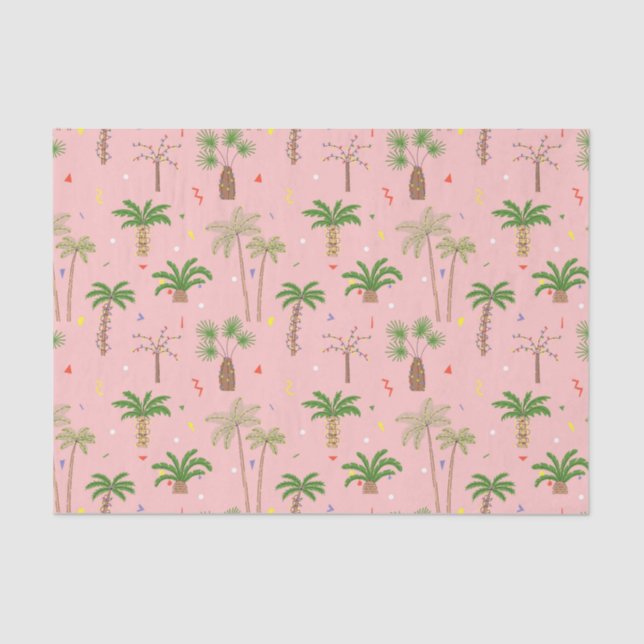 Tropical Christmas Palm Trees Pattern Tissue Paper (Front)