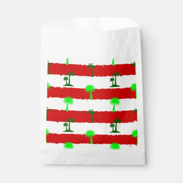 tropical christmas palm trees striped  favour bag (Front)