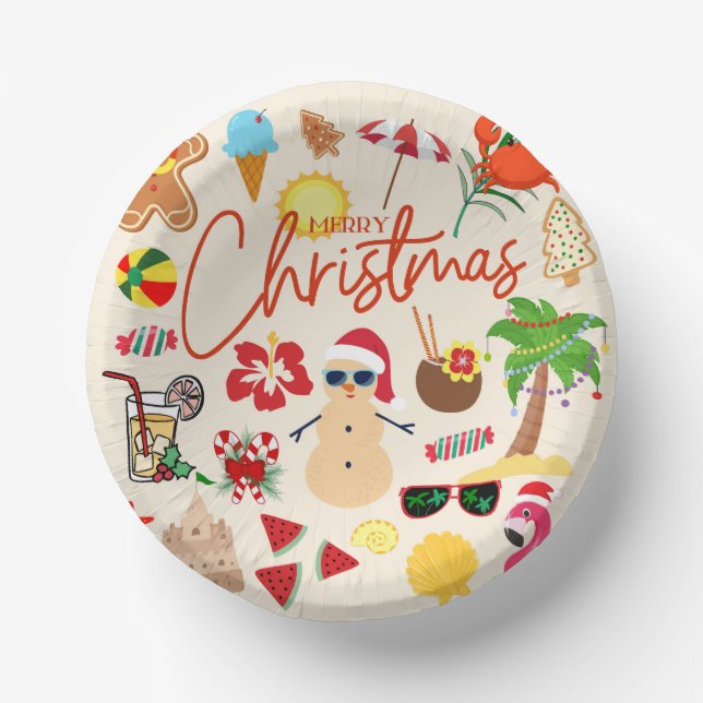 Tropical Christmas Paper Plate (Front)