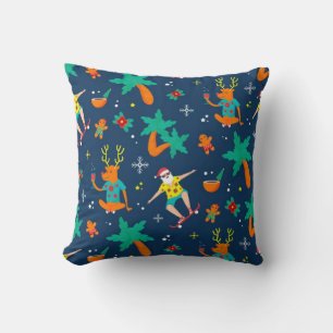 Tropical Christmas Pattern Throw Pillow