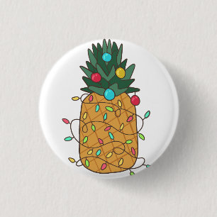 Tropical Christmas Pineapple 1 Inch Round Button