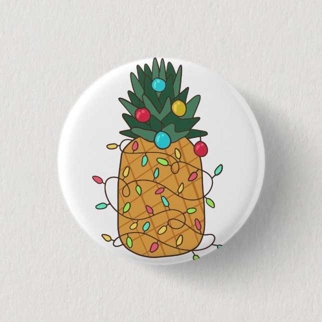 Tropical Christmas Pineapple 1 Inch Round Button (Front)