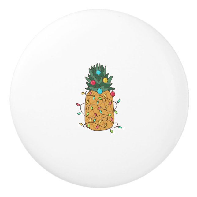 Tropical Christmas Pineapple Ceramic Knob (Front)
