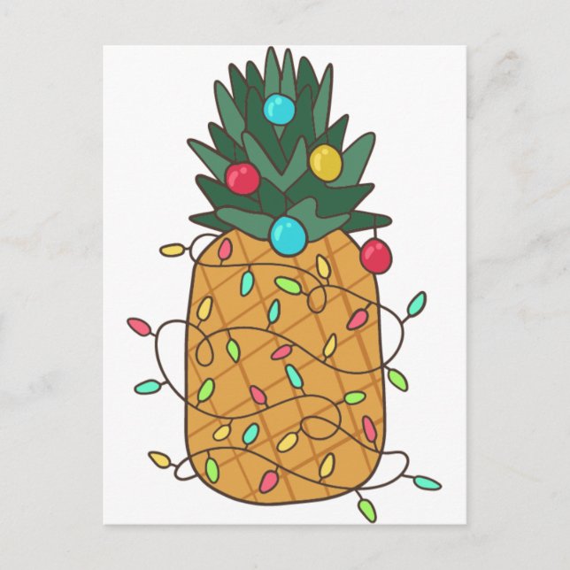 Tropical Christmas Pineapple Postcard (Front)