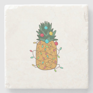 Tropical Christmas Pineapple Stone Coaster