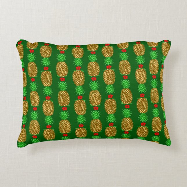 Tropical Christmas Pineapple Warm Xmas Holiday Gre Accent Pillow (Front)