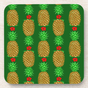 Tropical Christmas Pineapple Warm Xmas Holiday Gre Coaster