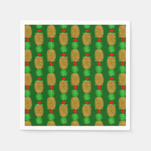 Tropical Christmas Pineapple Warm Xmas Holiday Gre Napkin