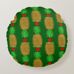 Tropical Christmas Pineapple Warm Xmas Holiday Gre Round Pillow