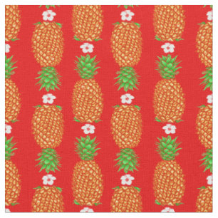 Tropical Christmas Pineapple Warm Xmas Holiday Red Fabric