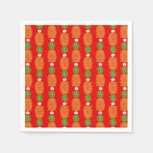 Tropical Christmas Pineapple Warm Xmas Holiday Red Napkin