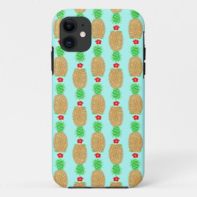 Tropical Christmas Pineapple Warm Xmas on Light Bl Case-Mate iPhone Case (Back)