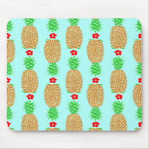 Tropical Christmas Pineapple Warm Xmas on Light Bl Mouse Pad