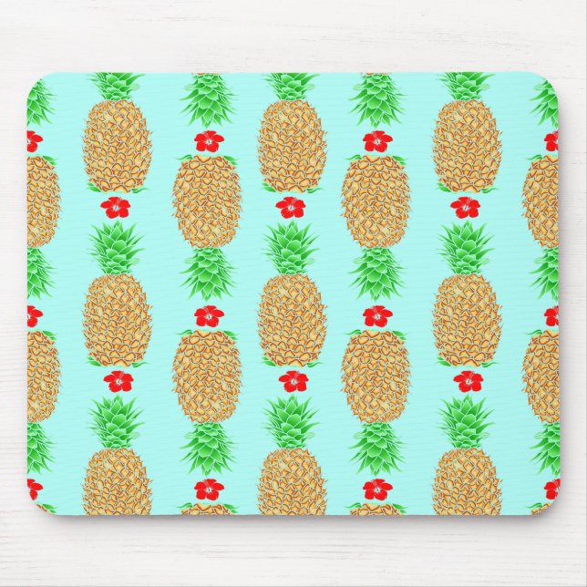 Tropical Christmas Pineapple Warm Xmas on Light Bl Mouse Pad (Front)