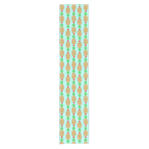 Tropical Christmas Pineapple Warm Xmas on Light Bl Short Table Runner