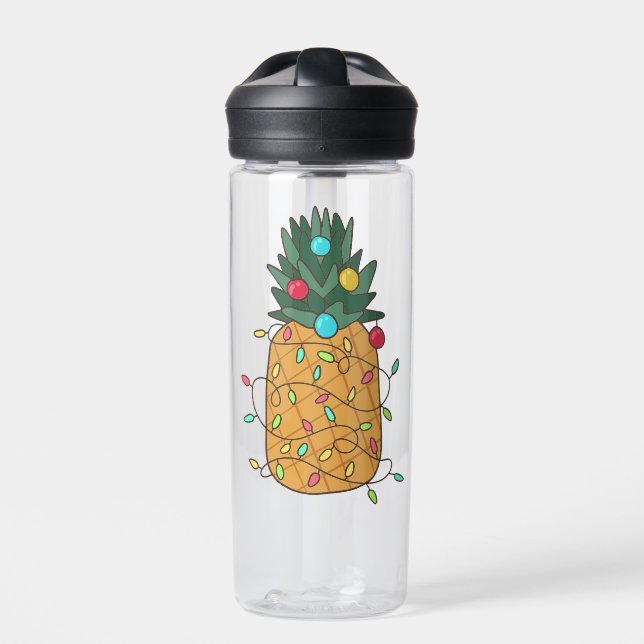 Tropical Christmas Pineapple Water Bottle (Front)