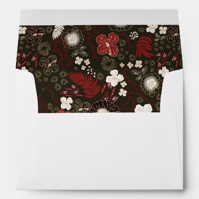 Tropical Christmas Red Sage Hibiscus Flower Palm Envelope (Back (Bottom))
