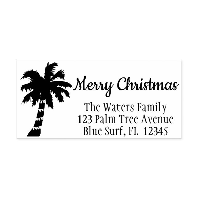 Tropical Christmas Return Address Stamp Palm Tree (Design)