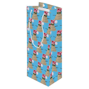 Tropical Christmas sand snowman with sunglasses Wine Gift Bag