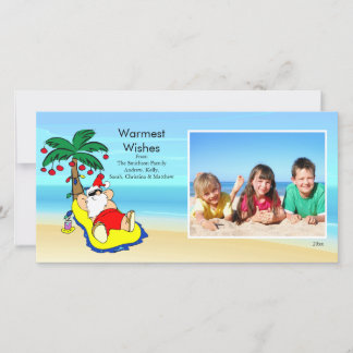 Tropical Christmas Santa Family Photo Card. Holiday Card