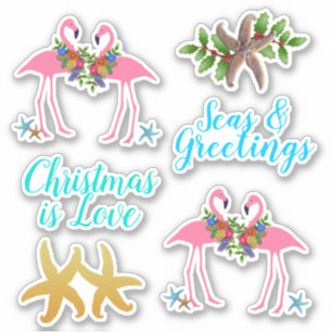 Tropical Christmas Shaped Starfish Flamingos