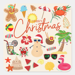 Tropical Christmas Square Sticker