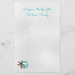 Tropical Christmas Starfish Twinkling Silver Paper