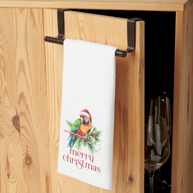 Tropical Christmas Theme Retro Text Kitchen Towel (Thirds Fold)