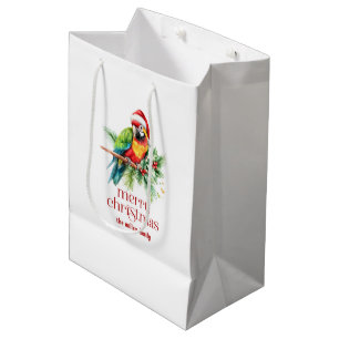 Tropical Christmas Theme Retro Text Medium Gift Bag