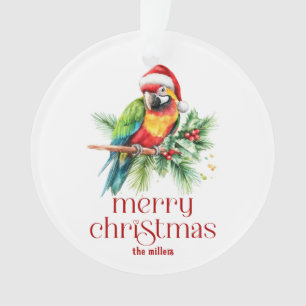 Tropical Christmas Theme Retro Text Ornament