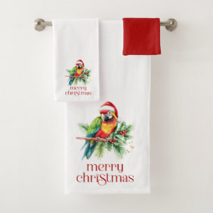 Tropical Christmas Theme Thank You Retro Text Bath Towel Set