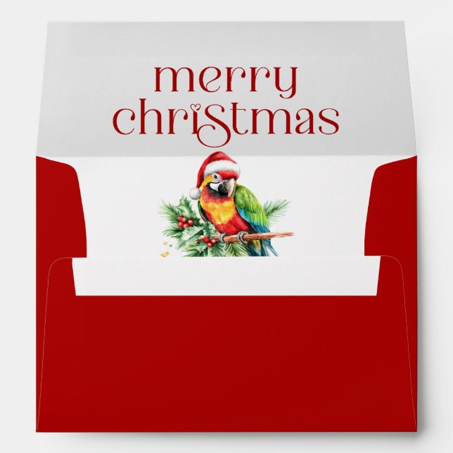 Tropical Christmas Theme Thank You Retro Text Envelope (Back (Bottom))