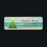 Tropical Christmas  Tree,Beach<br><div class="desc">Christmas tree on beach background. An elegant and sophisticated designe.Costumize with your name and address.</div>