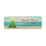 Tropical Christmas  Tree,Beach<br><div class="desc">Christmas tree on beach background. An elegant and sophisticated designe.Costumize with your name and address.</div>