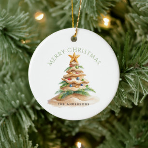 Tropical Christmas Tree  Ceramic Ornament